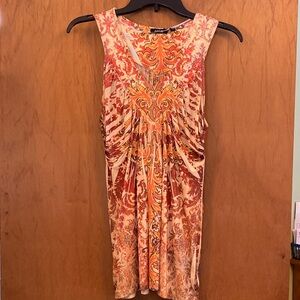 Apt. 9 Fiery Orange and Red Swirl Top